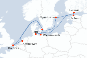 carte itinéraire croisière Europe du Nord 12 jours au départ du port de Douvres