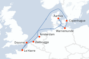 carte itinéraire croisière Europe du Nord 9 jours au départ du port de Douvres