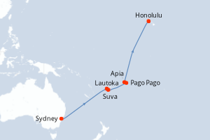 carte itinéraire croisière Hawaii 14 jours au départ du port de Sydney
