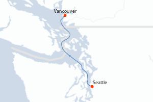 carte itinéraire croisière Alaska 1 jour au départ du port de Seattle