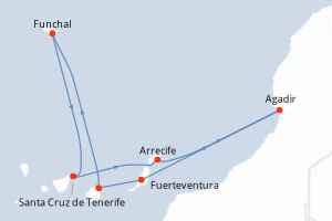 carte itinéraire croisière Iles Canaries 7 jours au départ du port de Santa Cruz de Tenerife