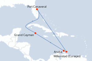carte itinéraire croisière Caraïbes Bahamas 9 jours au départ du port de Port Canaveral