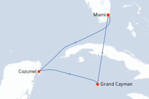carte itinéraire croisière Caraïbes Bahamas 5 jours au départ du port de Miami