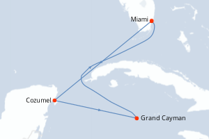 carte itinéraire croisière Caraïbes Bahamas 5 jours au départ du port de Miami