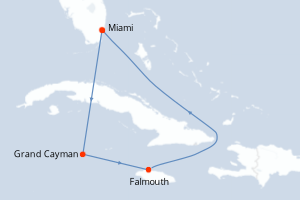 carte itinéraire croisière Caraïbes Bahamas 5 jours au départ du port de Miami