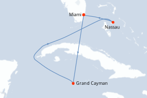 carte itinéraire croisière Caraïbes Bahamas 5 jours au départ du port de Miami