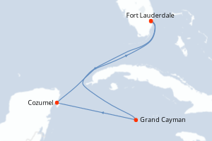 carte itinéraire croisière Caraïbes Bahamas 6 jours au départ du port de Fort Lauderdale
