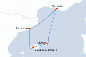 carte itinéraire croisière Méditerranée 4 jours au départ du port de Marseille