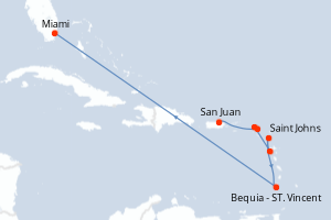 carte itinéraire croisière Caraïbes Bahamas 8 jours au départ du port de San Juan