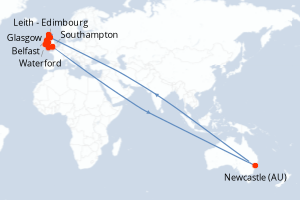 carte itinéraire croisière Europe du Nord 12 jours au départ du port de Southampton