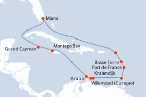 carte itinéraire croisière Caraïbes Bahamas 14 jours au départ du port de Miami