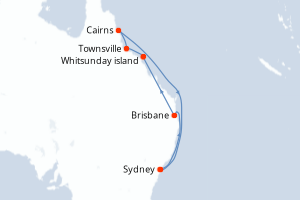 carte itinéraire croisière Australie Nouvelle Zélande 12 jours au départ du port de Sydney