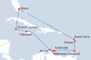 carte itinéraire croisière Caraïbes Bahamas 14 jours au départ du port de Miami