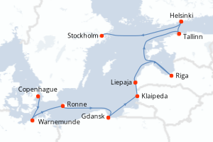 carte itinéraire croisière Europe du Nord 11 jours au départ du port de Copenhague