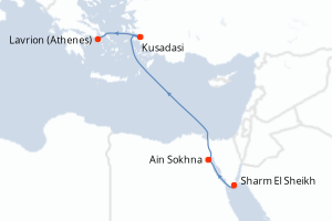 carte itinéraire croisière Mer Rouge Océan Indien 5 jours au départ du port de Sharm El Sheikh