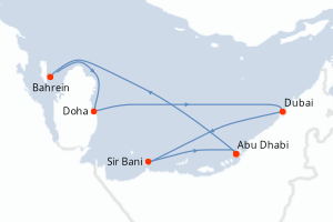 carte itinéraire croisière Moyen-Orient Dubaï 7 jours au départ du port de Abu Dhabi