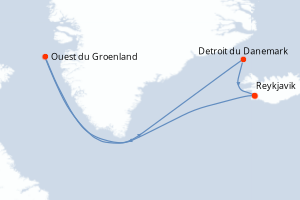 Carte de l'itinéraire de croisière Reykjavik-Reykjavik d'une durée de 13 jours