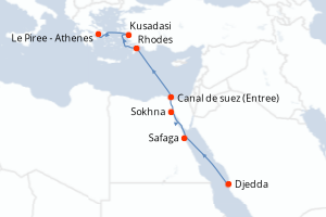 carte itinéraire croisière Mer Rouge Océan Indien 10 jours au départ du port de Djedda