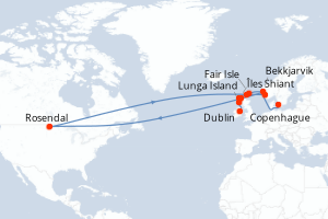 carte itinéraire croisière Europe du Nord 9 jours au départ du port de Dublin