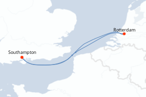 carte itinéraire croisière Europe du Nord 4 jours au départ du port de Southampton