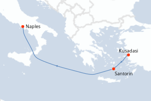 carte itinéraire croisière Méditerranée 3 jours au départ du port de Kusadasi