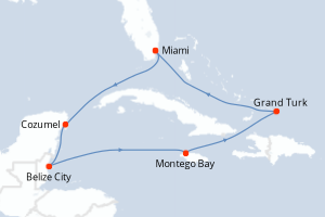 carte itinéraire croisière Caraïbes Bahamas 9 jours au départ du port de Miami