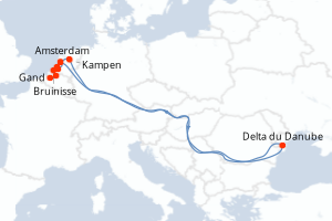 carte itinéraire croisière Europe du Nord 7 jours au départ du port de Amsterdam