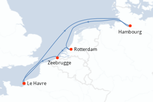carte itinéraire croisière Europe du Nord 6 jours au départ du port de Le Havre