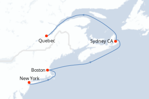 carte itinéraire croisière Amérique du Nord 8 jours au départ du port de New York