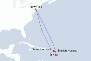 carte itinéraire croisière Amérique du Nord 11 jours au départ du port de New York