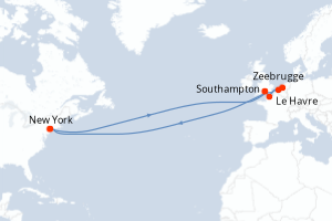 carte itinéraire croisière Amérique du Nord 21 jours au départ du port de New York