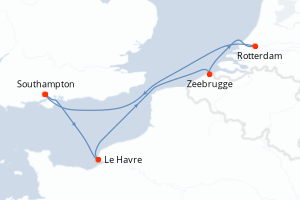 carte itinéraire croisière Europe du Nord 7 jours au départ du port de Southampton