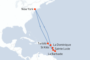 carte itinéraire croisière Amérique du Nord 14 jours au départ du port de New York