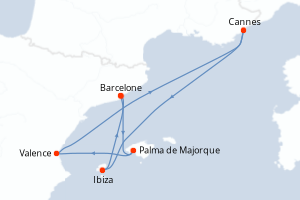carte itinéraire croisière Méditerranée 7 jours au départ du port de Barcelone