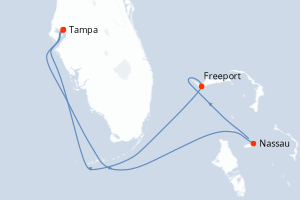 carte itinéraire croisière Caraïbes Mexique 5 jours au départ du port de Tampa