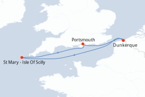 carte itinéraire croisière Europe du Nord 5 jours au départ du port de Dunkerque
