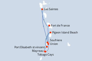 carte itinéraire croisière Caraïbes Bahamas 7 jours au départ du port de Fort de France