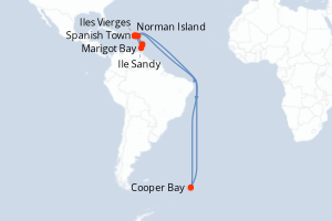 Carte de l'itinéraire de croisière Marigot Bay-Marigot Bay d'une durée de 7 jours