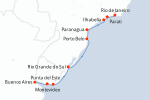 carte itinéraire croisière Amérique du Sud 10 jours au départ du port de Buenos Aires