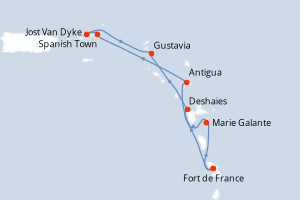 carte itinéraire croisière Caraïbes Bahamas 7 jours au départ du port de Fort de France
