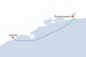 carte itinéraire croisière Brésil 1 jour au départ du port de Rio de Janeiro