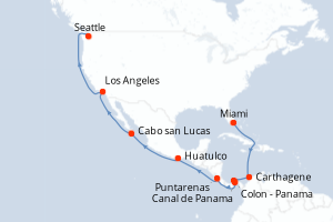 carte itinéraire croisière Alaska 20 jours au départ du port de Miami