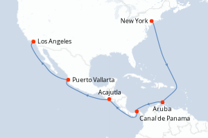 carte itinéraire croisière Amérique du Nord 17 jours au départ du port de New York
