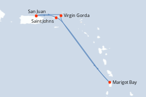 Carte de l'itinéraire de croisière San Juan-San Juan d'une durée de 4 jours
