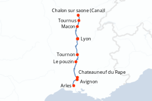 Carte de l'itinéraire de croisière Lyon-Lyon d'une durée de 7 jours
