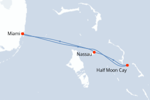 Carte itinéraire croisière États-Unis, Bahamas - 4 jours au départ de Miami - Caraïbes Bahamas