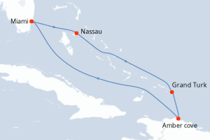 carte itinéraire croisière Caraïbes Bahamas 7 jours au départ du port de Miami