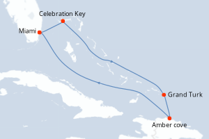 carte itinéraire croisière Caraïbes Bahamas 6 jours au départ du port de Miami
