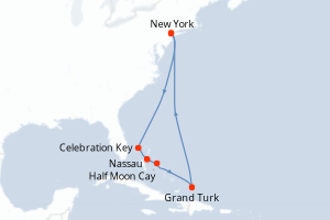 carte itinéraire croisière Amérique du Nord 9 jours au départ du port de New York