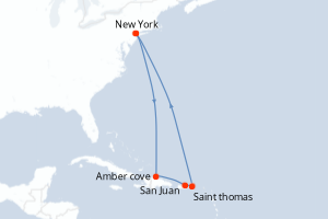 carte itinéraire croisière Amérique du Nord 9 jours au départ du port de New York